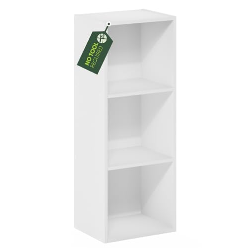 Libreria Espositiva Furinno Pasir A 3 Ripiani - Design Compatto, Bianco, 60x71.5x30 Cm | Ideale Per Piccoli Spazi
