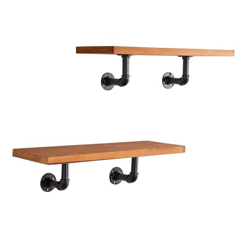 Home Source Industrial Metal Pipe Wall Mounted Storage Shelves ...