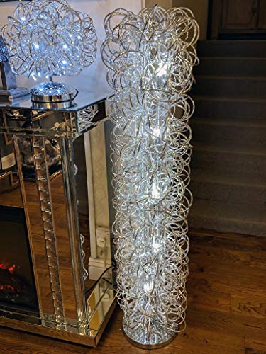 Sassy Home Silver Swirl Metal Mesh LED Tall Modern Floor Lamp by Amazon ...