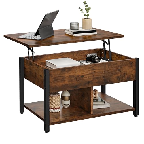 YITAHOME Lift Top Coffee Table, Easy-Lift, 2-Tier Storage, Adjustable ...