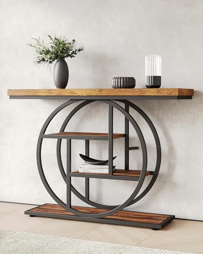 LITTLE TREE Console Table, 4-Tier Entryway Table, 41.3-Inch Industrial ...