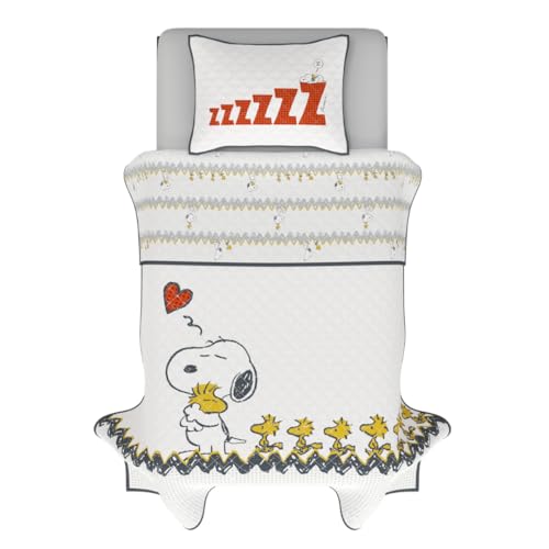 Franco Peanuts 75th Anniversary Snoopy & Woodstock Bedding Super Soft ...