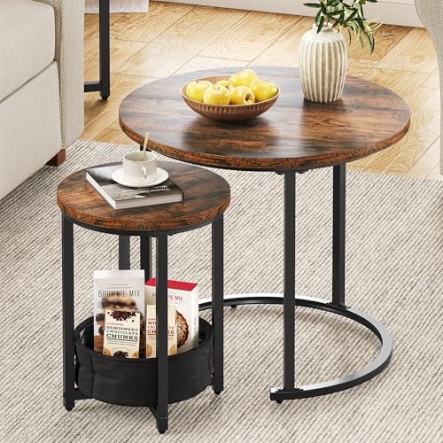 YITAHOME Coffee Table for living room, Nest of Tables Set of 2 with ...