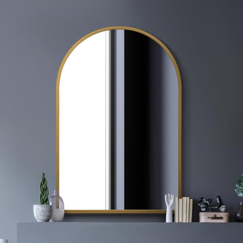 MirrorOutlet Arched Modern Gold Large Arched Metal Modern Wall Mirror ...