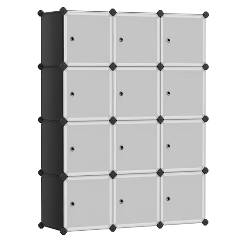 Stackable Rack Cube SONGMICS 12-Cube Storage Unit, Shoe Rack, Stackable Cubes, Plastic ...