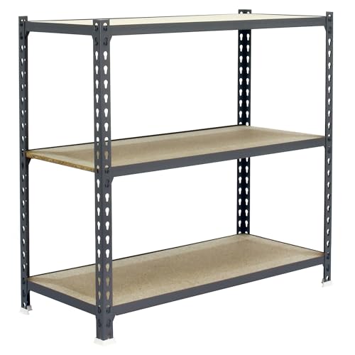 Simon Rack 3-Tier Steel Garage Shelving Unit - 900x900x300mm, 180kg Per Shelf, White Epoxy Finish