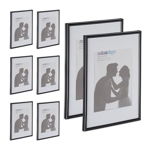 Relaxdays Picture Frame Set of 8, DIN A4, Portrait and Landscape Format ...