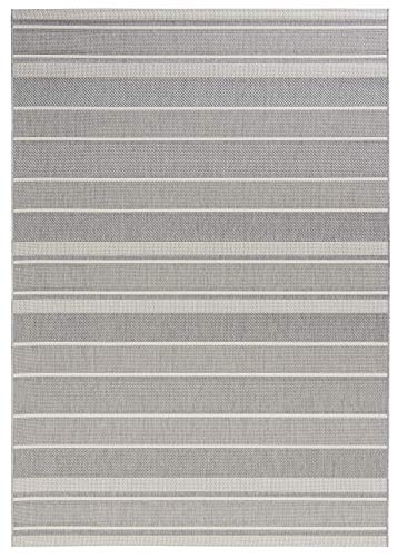 NORTHRUGS Outdoor Rug Malta Reversible Rug Weatherproof Modern Geometric Pattern Runner For Balcony Patio Garden Conservatory Living Room Rug Waterproof Polypropylene Grey Cream 80 X 150 Cm