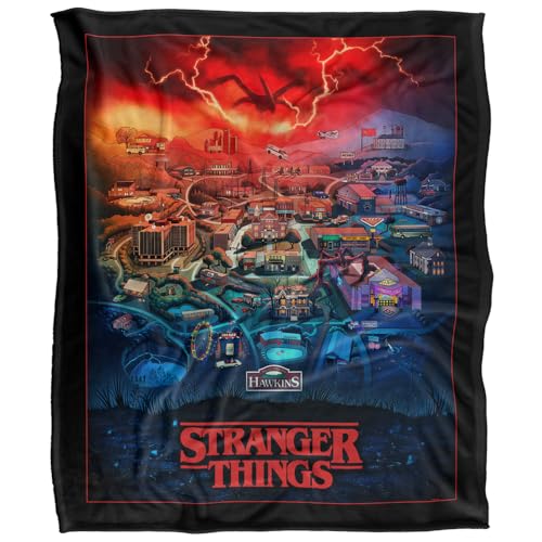 Stranger Things Hawkins Map Poster Silky Touch Super Soft Throw
