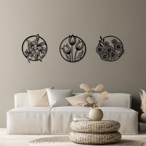 Contemporary Accessory Metal Stylish Black Decorative Metal Wall Accessory (3 Pieces), 50 x 57 cm ...