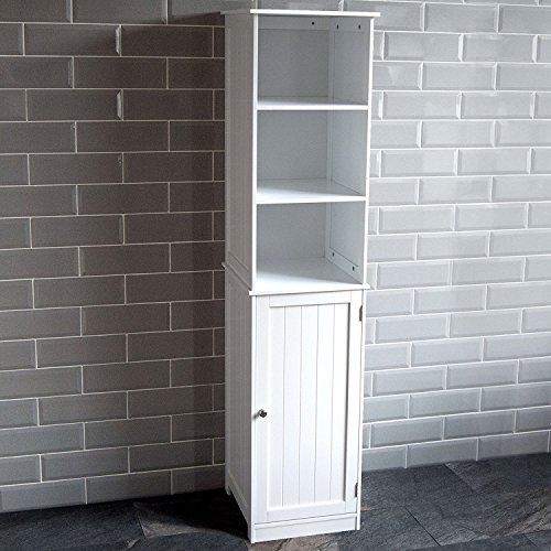 Priano White Wall Cabinet With 1 Door & 2 Shelves - Bathroom Or Kitchen Storage