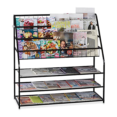 Relaxdays XL Magazine Rack H 96 x D 97 x D 37 cm Metal Standing ...