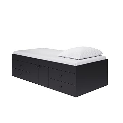 Black, Multi Drawer 3ft Cabin Storage Bed 4 Drawer Single 90 x 190cm by ...