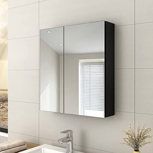 EMKE Bathroom Vanity Mirror Cabinet with Storage - Double Door Wall ...