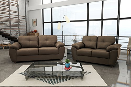 Sofas and More New Carlos 3 + 2 Seater Sofa Set Black or Brown Faux ...