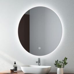 EMKE Round Bathroom LED Mirror - Dimmable Bathroom Mirror with LED ...