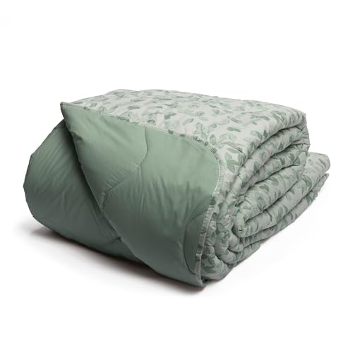 Foppapedretti Notte & Nature Parure de lit Double 2P, Drap Plat, Drap-Housse et 2 taies d'oreiller ; Feuilles Salvia 100% Coton, fabriqué en Italie