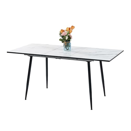 39F Furniture Dream Scandinavian extendable dining table with white ...