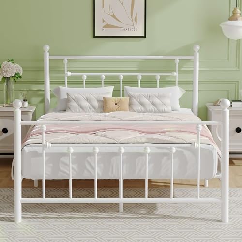 VECELO 4ft6 Double Bed Frames, Victorian Style Metal Platform with ...