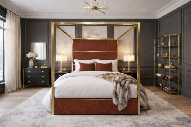 Ex Display Poster Hoxton Four Poster and Vispring De Luxe Bed Base - Superking - Ex ...