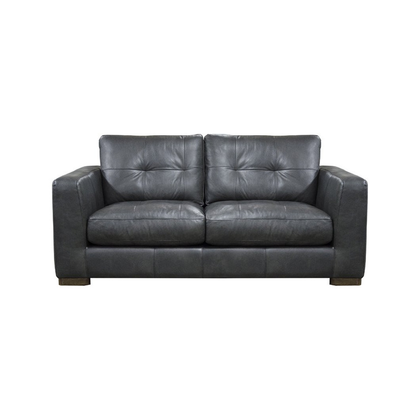 Alexander & James Quentin Leather Small Sofa Jin Black by Andersons