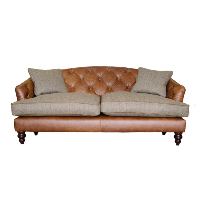Tetrad Dalmore Petit Fabric/Leather Sofa Galveston Tan / Moray
