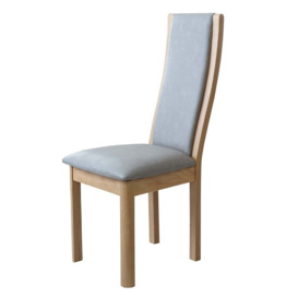 Bergen Light Oak High-Back Grey Faux Leather Dining Chair