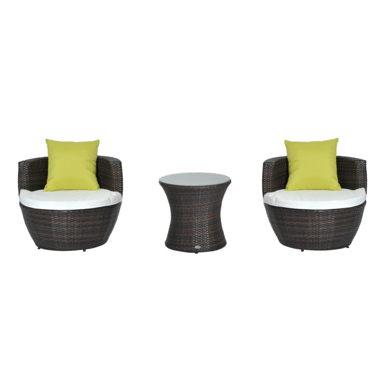 Outsunny 3Piece Outdoor Rattan Bistro Set, Patio Wicker Balcony