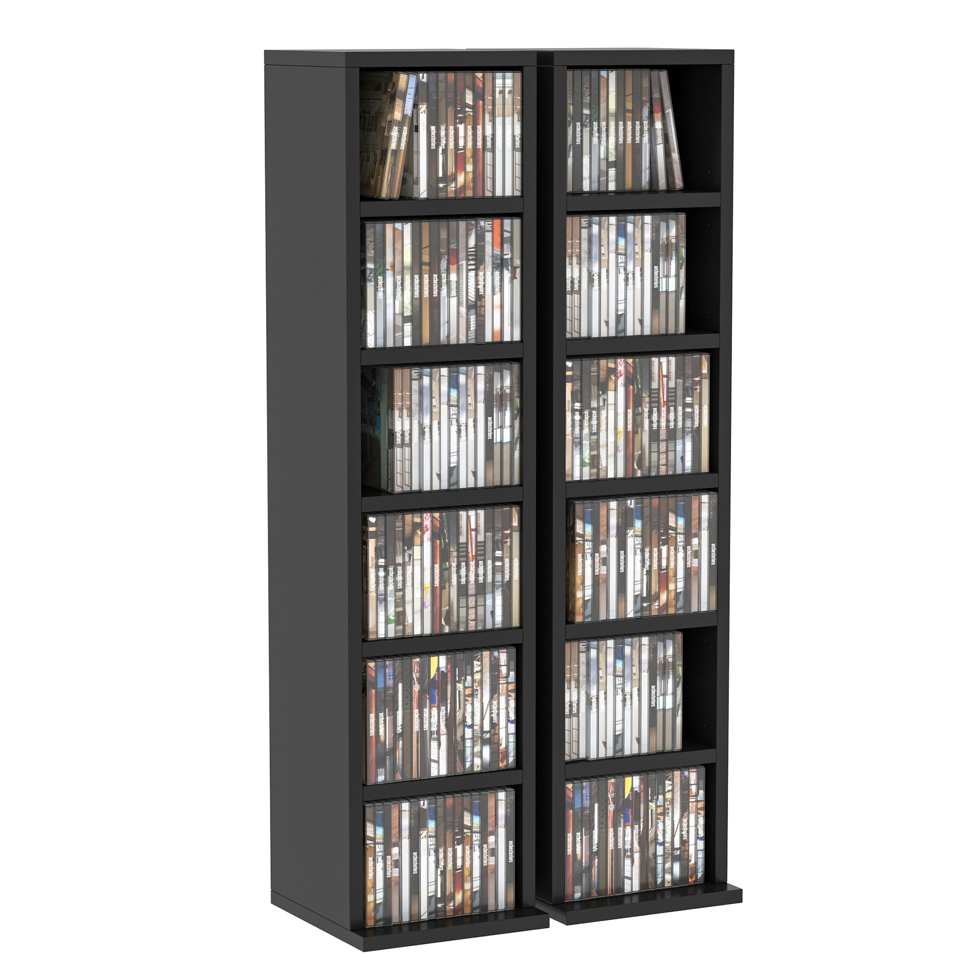 HOMCOM 204 CD Media Display Shelf Unit Set of 2 Blu-Ray DVD Tower Rack ...
