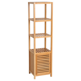 HOMCOM 140cm Storage Unit Freestanding Cabinet w/ 3 Shelves Cupboard Bathroom Kitchen Home Tall Utility Organiser