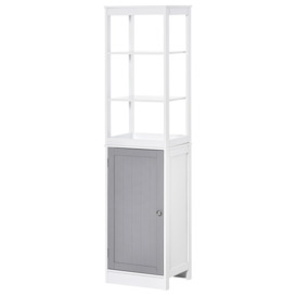 kleankin Tall Bathroom Cabinet Free Standing Slimline Cupboard Tallboy Unit Storage Organiser for Bathroom, Living Room, Kitchen