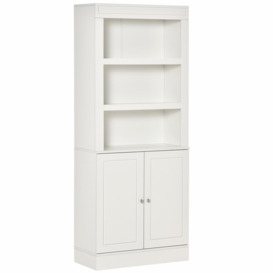 HOMCOM Kitchen Cupboard with 6-tier Shelving, Freestanding Storage Cabinet, Larder pantry, Sideboard with 3 Open Compartments and Double-door, White