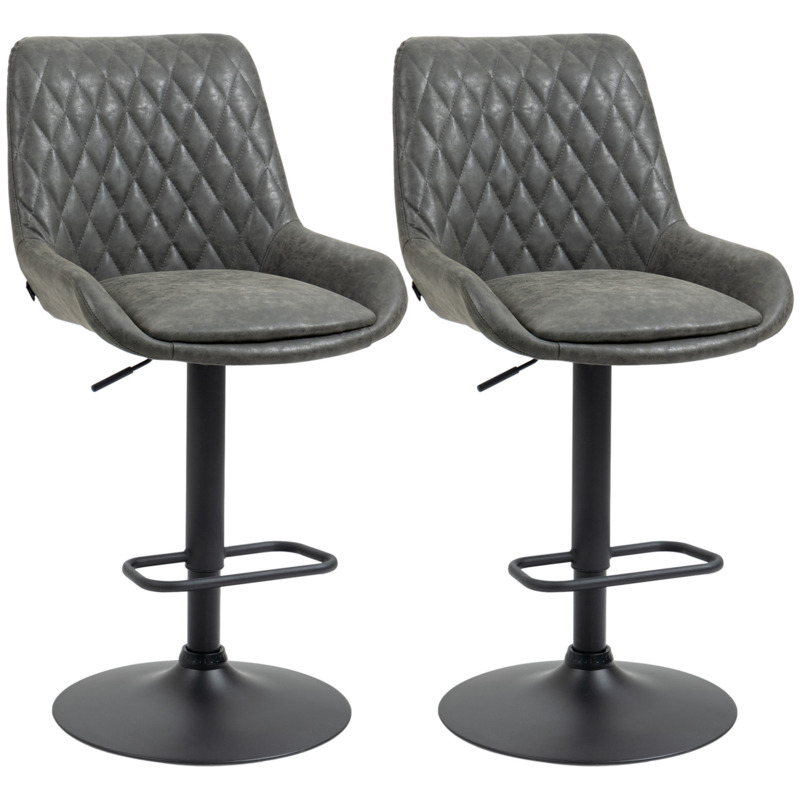 Retro Bar Stools Set of 2, Adjustable Kitchen Stool, Upholstered