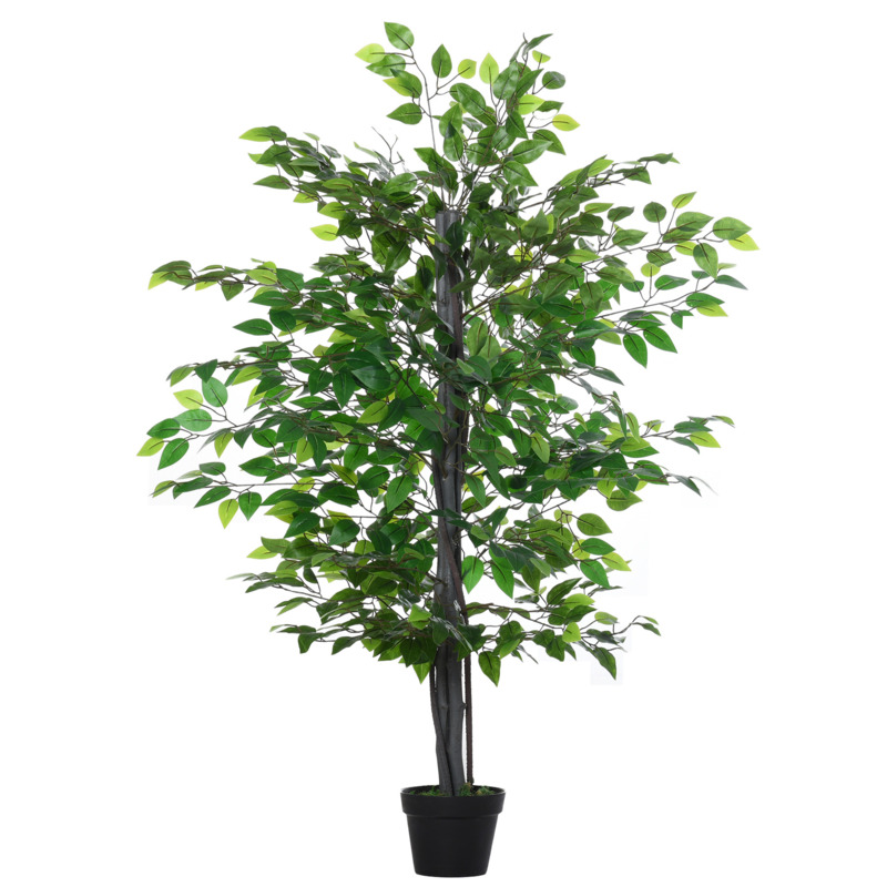 Outsunny 145cm Artificial Banyan Plant Faux Decorative Tree w/ Cement