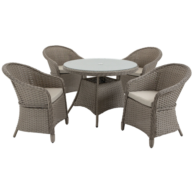 Outsunny 5 Pieces Outdoor Patio PE Rattan Dining Set, Four Seater