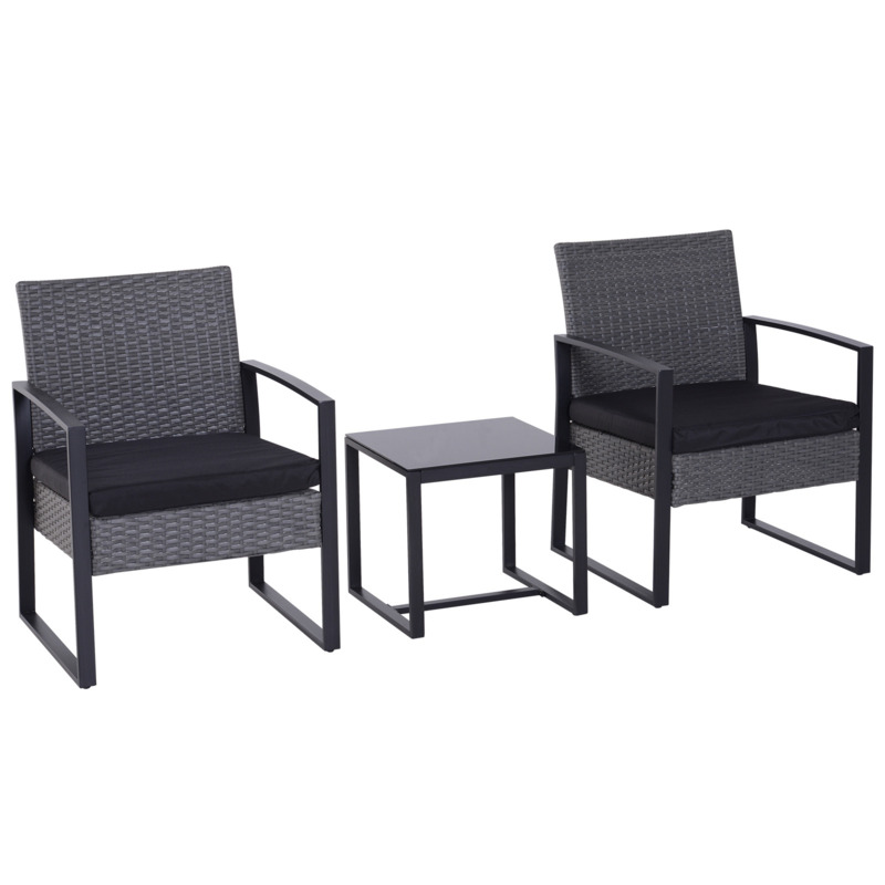 Outsunny PE Rattan Garden Furniture 2 Seater Patio Bistro Set Weave