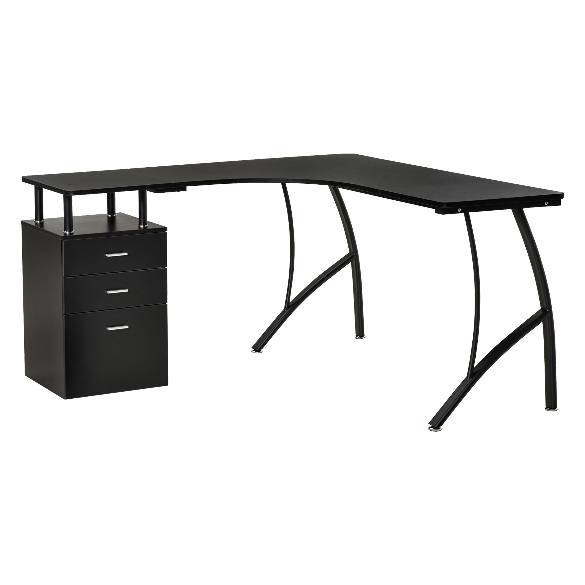 LShaped Computer Desk Table with Storage Drawer Home Office Corner Industrial Style