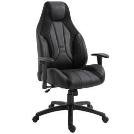 Vinsetto High Back Executive Office Chair Mesh & Fuax Leather Gaming Gamer Chair with Swivel Wheels, Adjustable Height and Armrest, Black