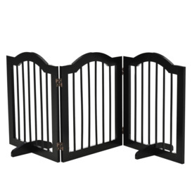 PawHut Wooden Foldable Small Sized Dog Gate Stepover Panel with Support Feet Pet Fence Freestanding Safety Barrier for the House Doorway Stairs Black