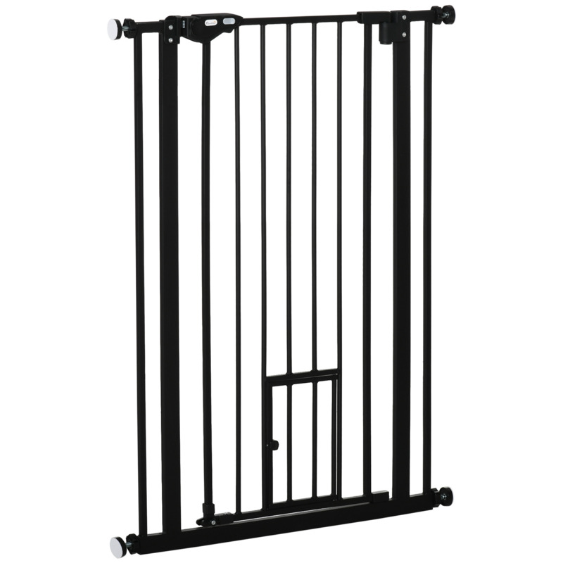 PawHut Extra Tall Dog Gate with Cat Door, Pet Safety Gate for Doorways