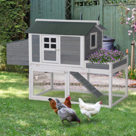 PawHut 160cm Wooden Backyard Chicken Coop With Garden Box, Run Area, Nesting Box