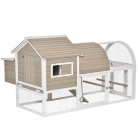PawHut Wooden Chicken Coop Outdoor Hen House Poultry Cage with Removable Tray Nesting Box Backyard, 167.5 x 109 x 100cm, Grey