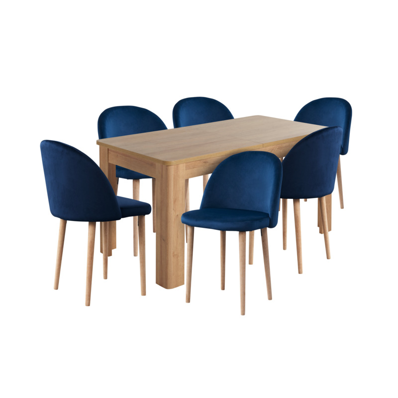 Argos Home Miami Extending Dining Table & 6 Navy Chairs by Argos