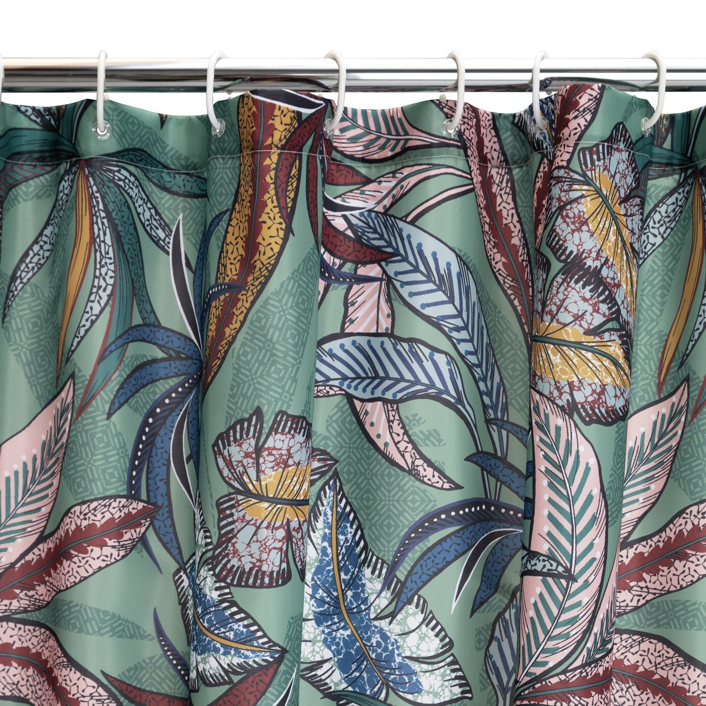 Habitat Leaf Print Shower Curtain Multicoloured by Argos