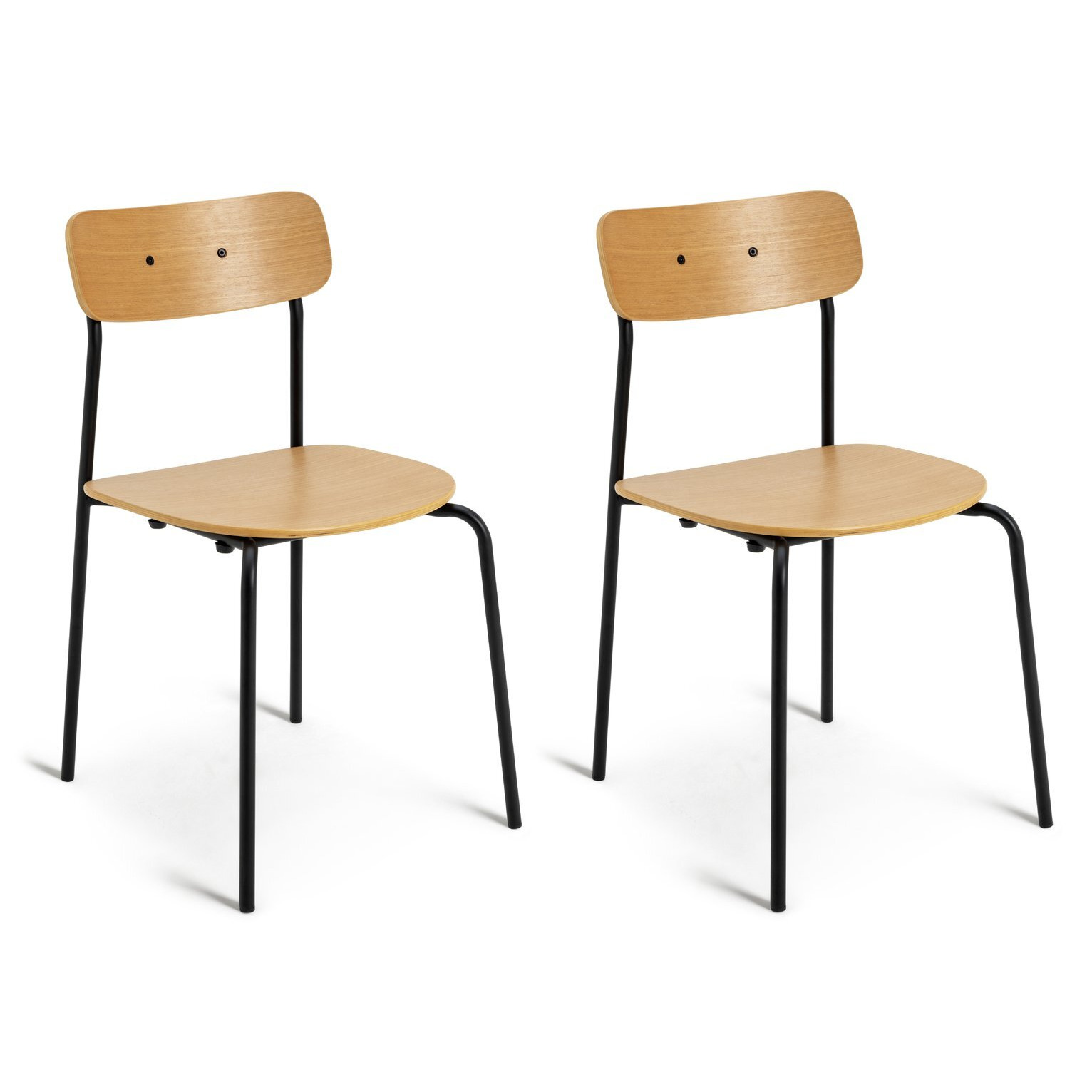 Habitat Hudson Pair of Oak Veneer Dining Chairs Oak by Argos