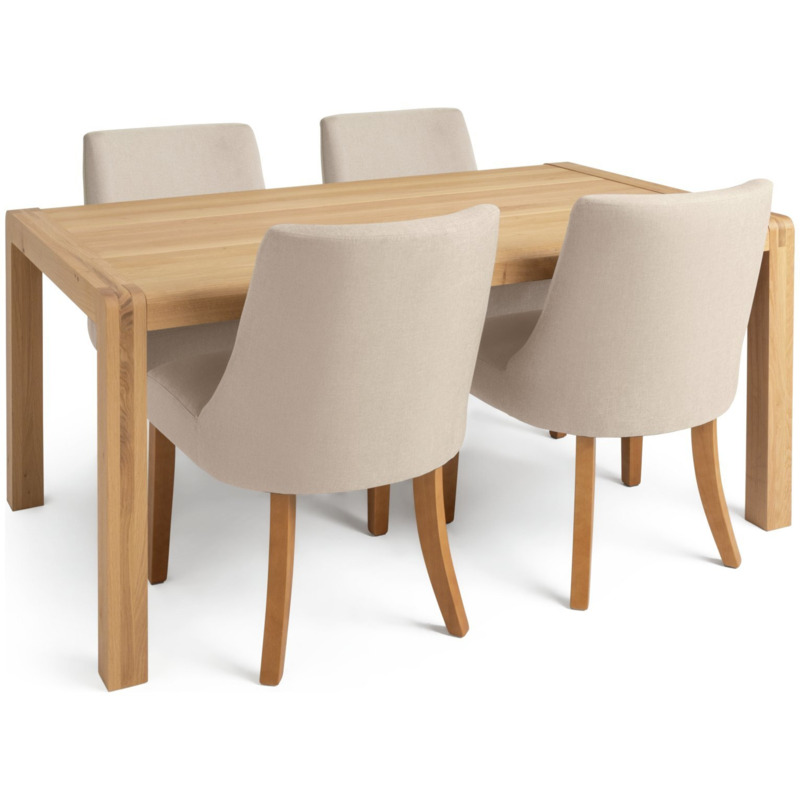 Habitat Radius Oak Dining Table & 4 Alec Cream Chairs by Argos