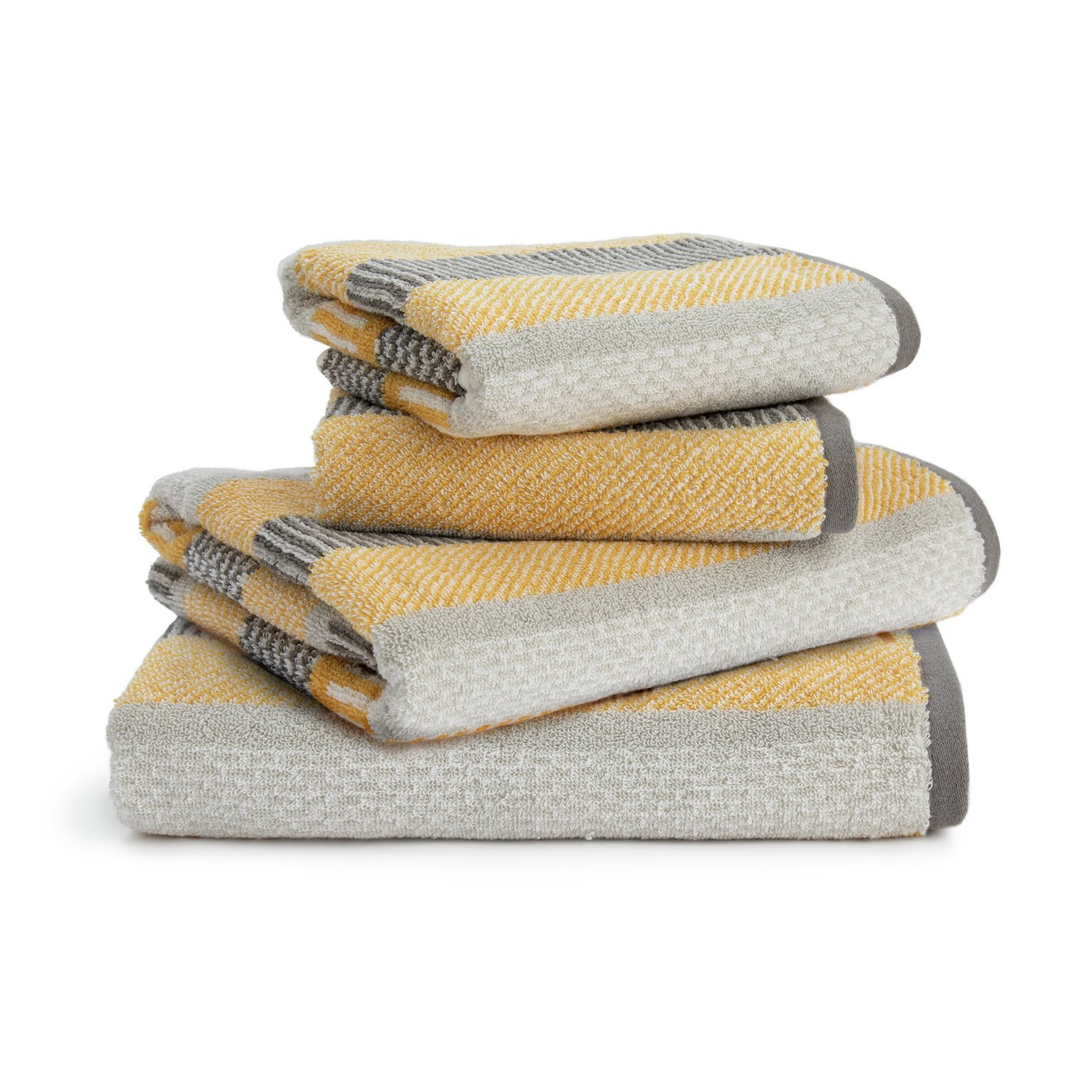 Habitat Horizontal Stripe 4 Piece Towel Bale Mustard by Argos
