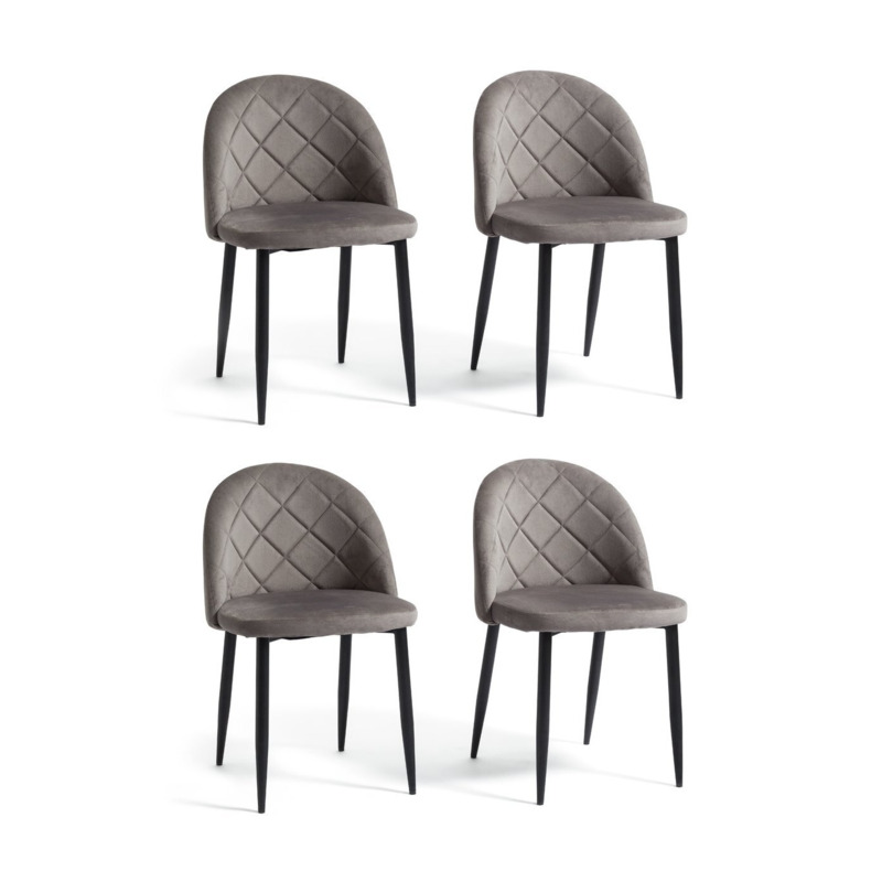 Habitat 4 Imogen Velvet Dining Chairs Grey by Argos