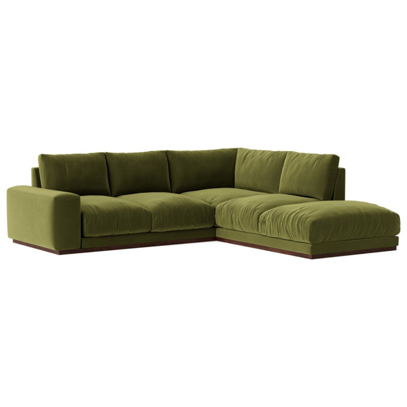 Swoon Denver Velvet Right Hand Corner Sofa Fern Green by Argos