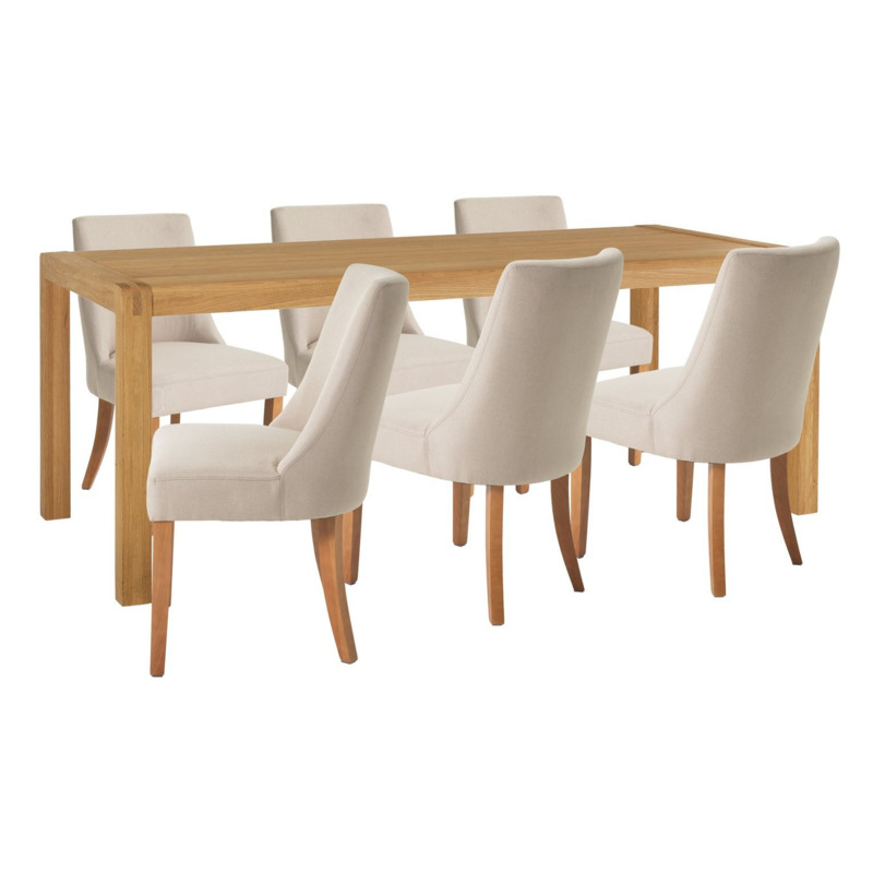 Habitat Radius Oak Dining Table & 6 Alec Cream Chairs by Argos